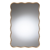 Baxton Studio Cassara Gold Scalloped Rectangular Wall Mirror - Stylish Curved Edge Decorative Accent for Living Room, Bedroom, or Entryway